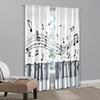 Set Of 2 Classic Curtains Piano Musical Notes Fabric Without Rod Room Decor Ldeal Bedroom Living Curtain Polyester Machine Washable Perfect For