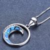 Hot White Orb with White Diamonds Moon Shaped Glossy Circle Pendant Necklace Stylish Simple Necklace