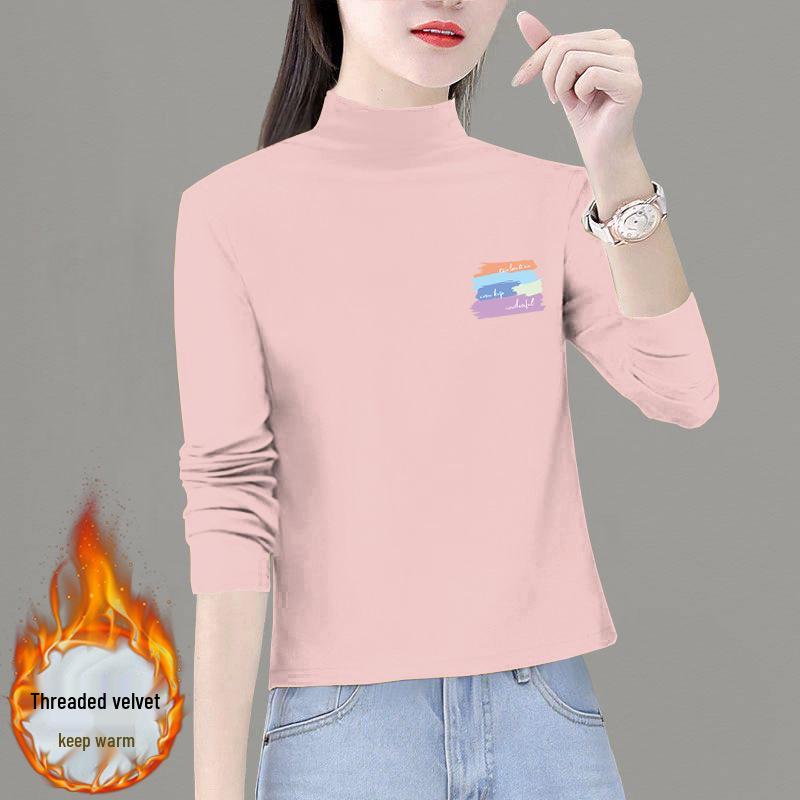 

Женский кашемировый топ с флисовой подкладкой и высоким воротом - Модный теплый базовый слой Осень/Зима 2024 M (95-110 jin)