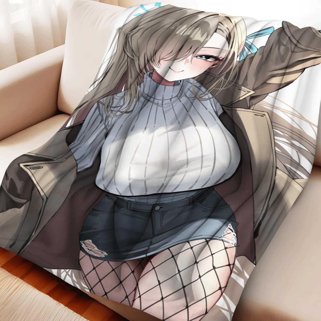 Cartoon Blue Archive Ichinose Asuna Flannel Blanket Cover Warm Soft Anime Blanket Multifunctional Decor Home Universal Blanket