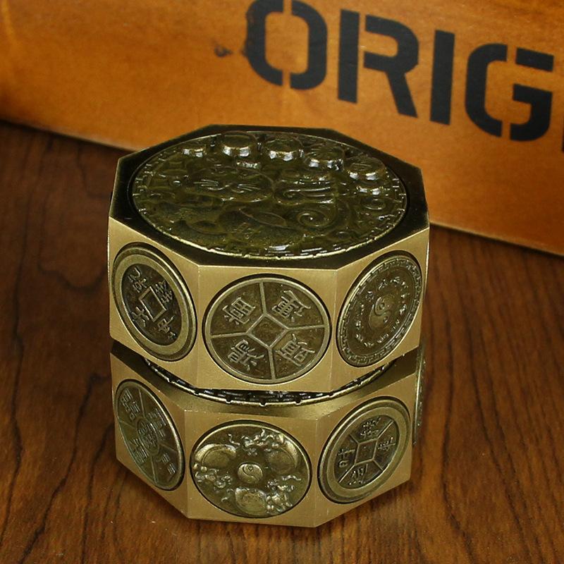 Pure Copper Eight-sided Hand-to-hand Piece Men's Elderly Decompress and Get Rich Overnight Wufu Linmen Copper Product Gift Brass Ornament