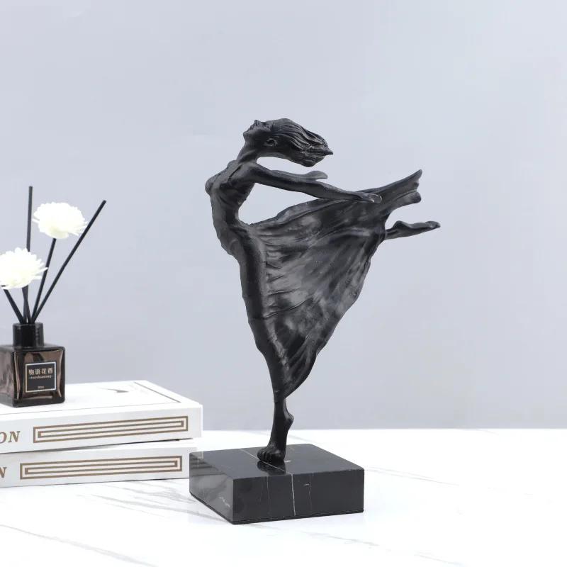 Creative Abstract Metal Girl Ballet Dancing Girl Sculpture Realistic Figure Statue Metal Figurine Home Decoration Accessories
