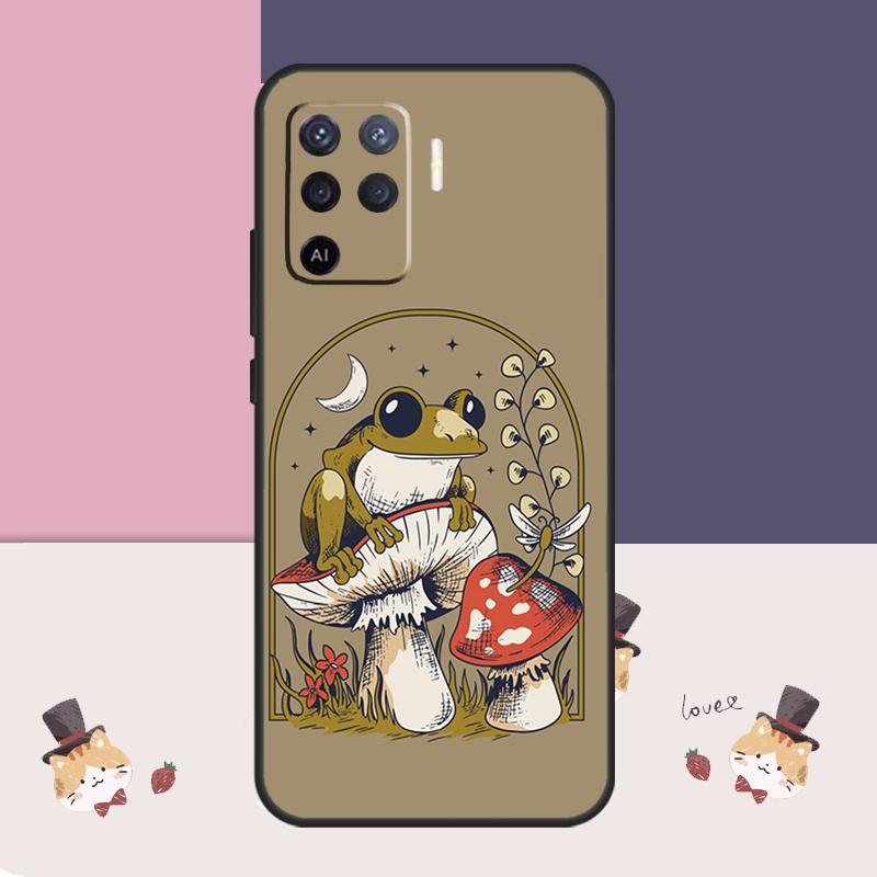 Cottagecore Frog Aesthetic Case For Oppo A76 A96 A16 A60 A98 A58 A78 A18 A38 A80 A40 A77 A57 A17 A74 A54 A94 A15 A5 Pro