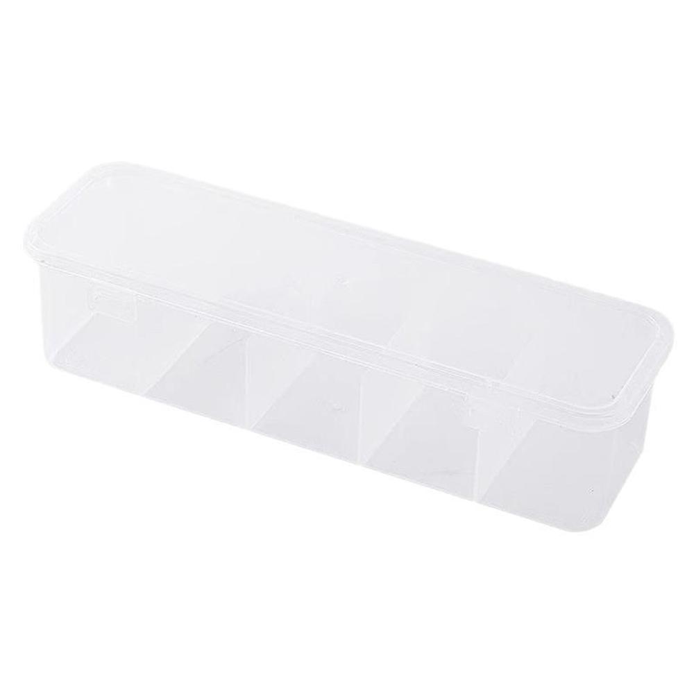 

Transparent 5-grid Desktop Data Cable Storage Compartment Box Home Winding Device, Power Cord, Miscellaneous Storage Box чистий