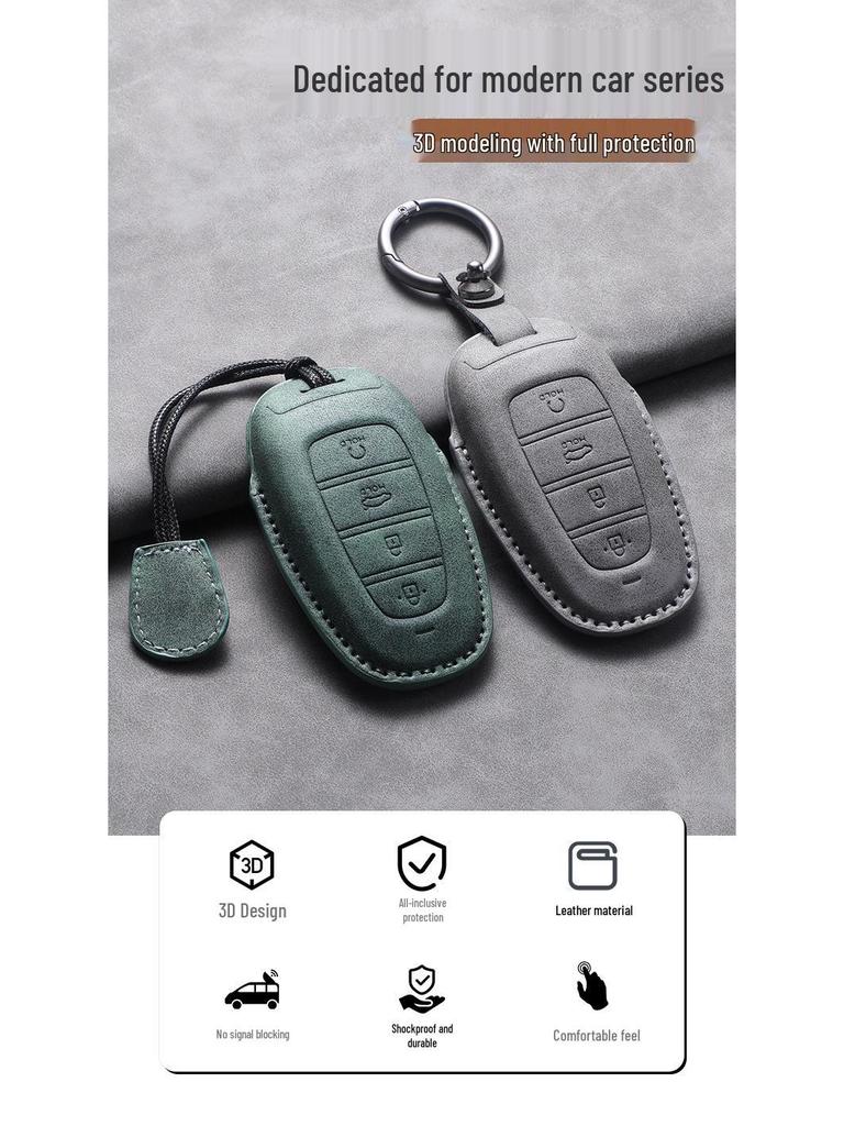 Hyundai Tucson 2023-24 L Key Case: Lambskin Leather Protective Shell for Men & Women, Full Wrap.