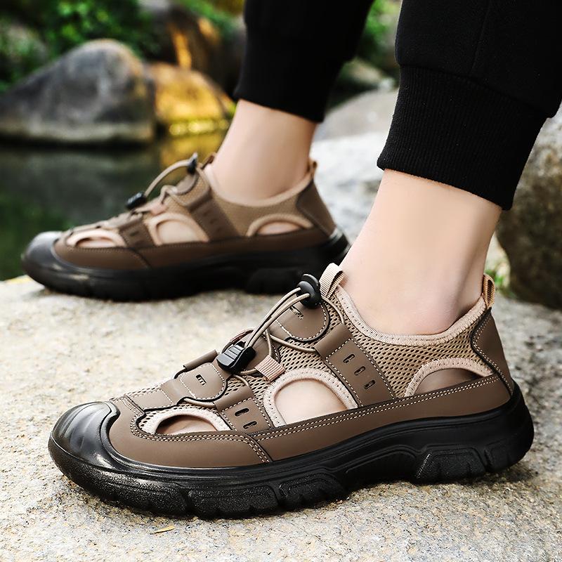 Sandals men's summer new polyurethane men's shoes hollow breathable casual shoes outdoor wading hole shoes lightweight single shoes