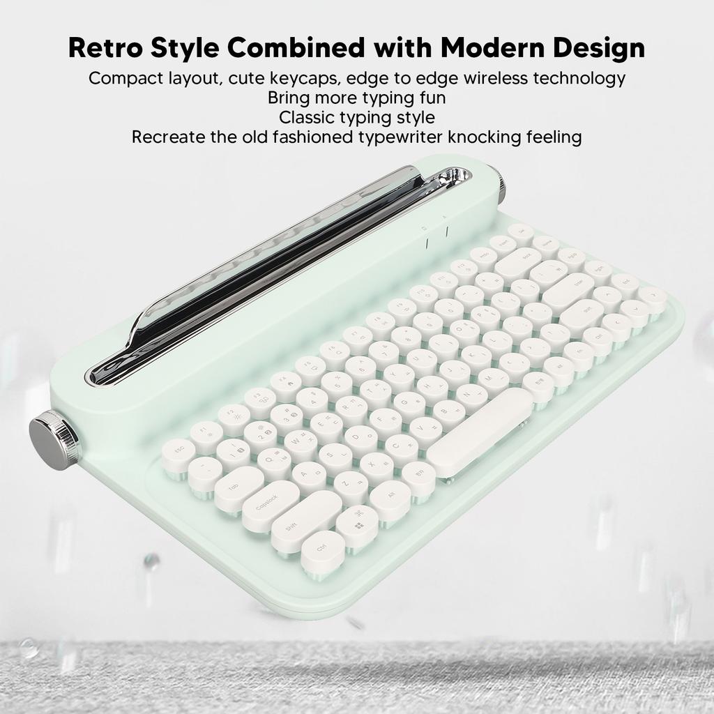 Vintage   Keyboard 86 Keys Portable Wireless Keyboard with Integrated Stand for   for   for