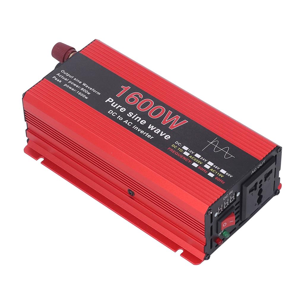 Reiner Sinuswellen-Wechselrichter 1600W Schützende Aluminiumlegierung Solar Outdoor Auto Wechselrichter für Schiff DC12V zu AC220V