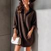 Lässiges Damen-Hemdblusenkleid mit Umlegekragen Locker geschnittenes Midikleid für den Alltag
