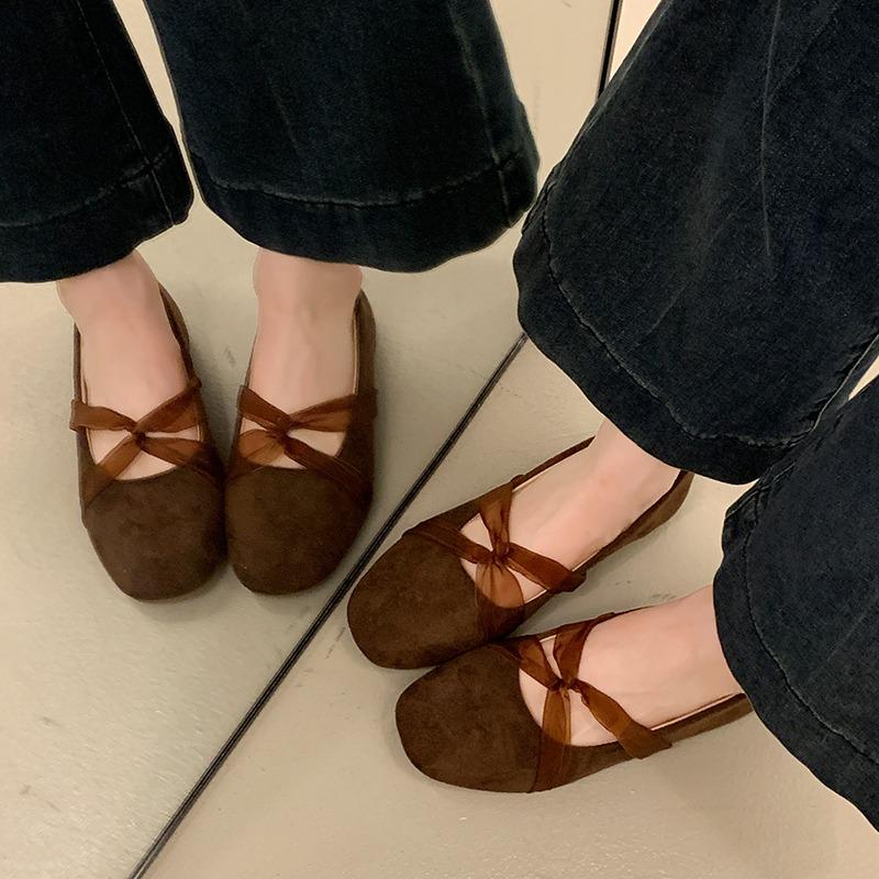 Fashion 2025 New Lace Suede Flats Soft Shoes Autumn Comfort Fairy Loafers Shoes Fashion Casual Sneaker Elegant Dress Walking Zapatillas