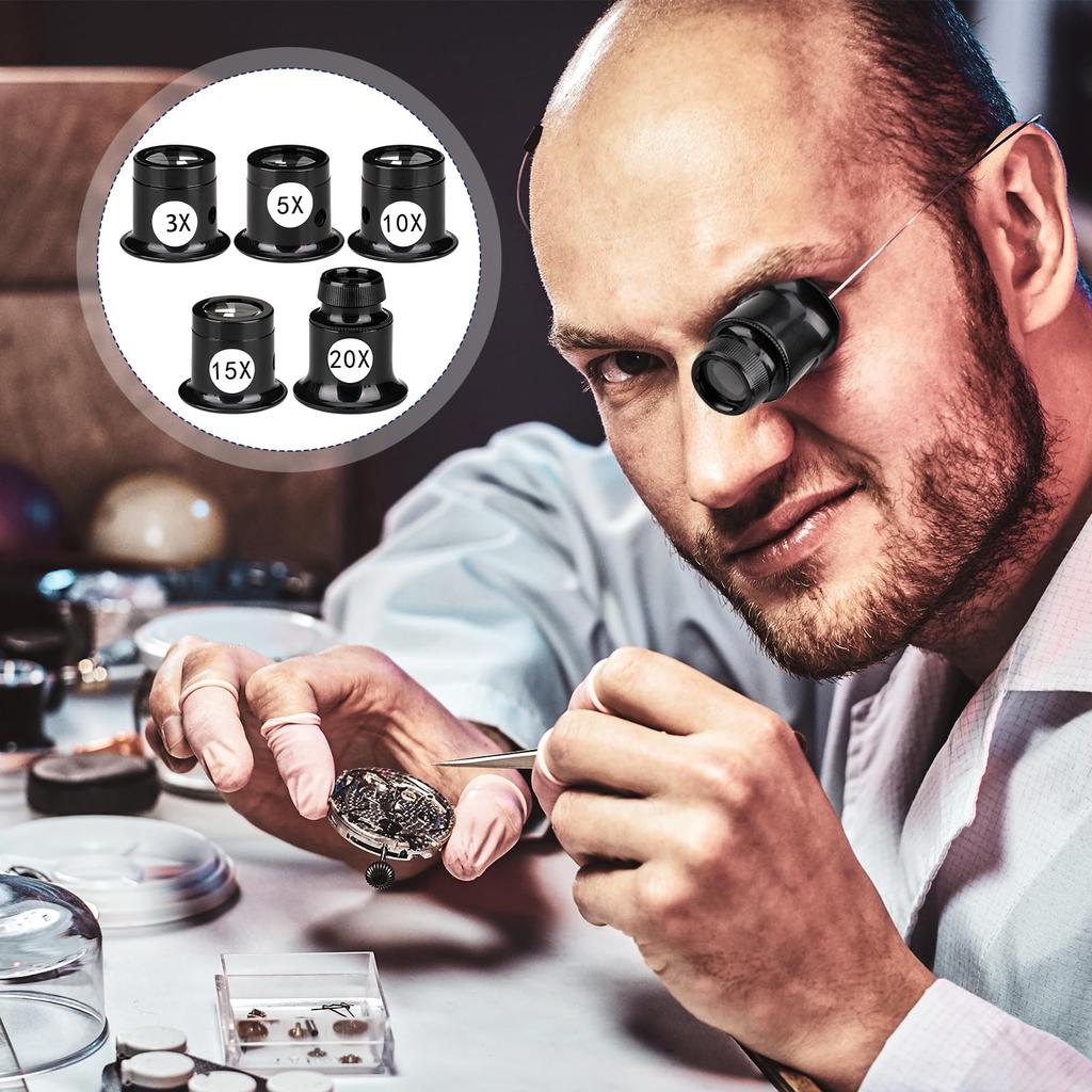 Jewelers Eye Loupe Loop Monocular Magnifier 3X 5X 10X 15X 20X Watch Magnifier Magnifying Glass for Watchmaker Watch Repair