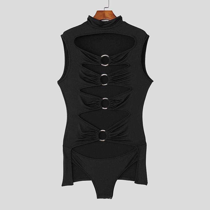 INCERUN Mens Sleeveless Hollow Cutout Fitness Briefs Bodysuit Jumpsuits
