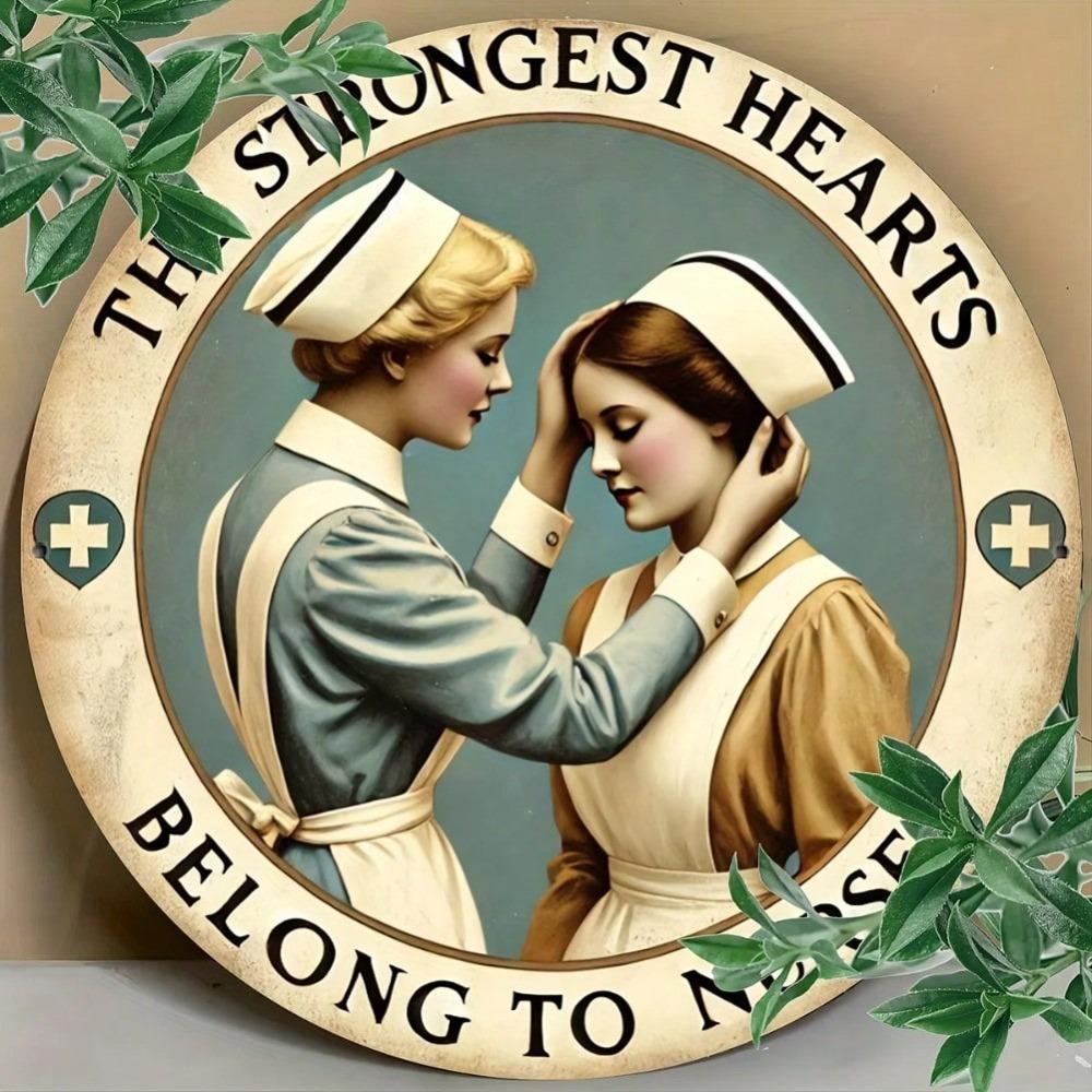Vintage Nurse Heart Metal Sign - Engraved Wall Art for Home, Cafes & Medical Decor