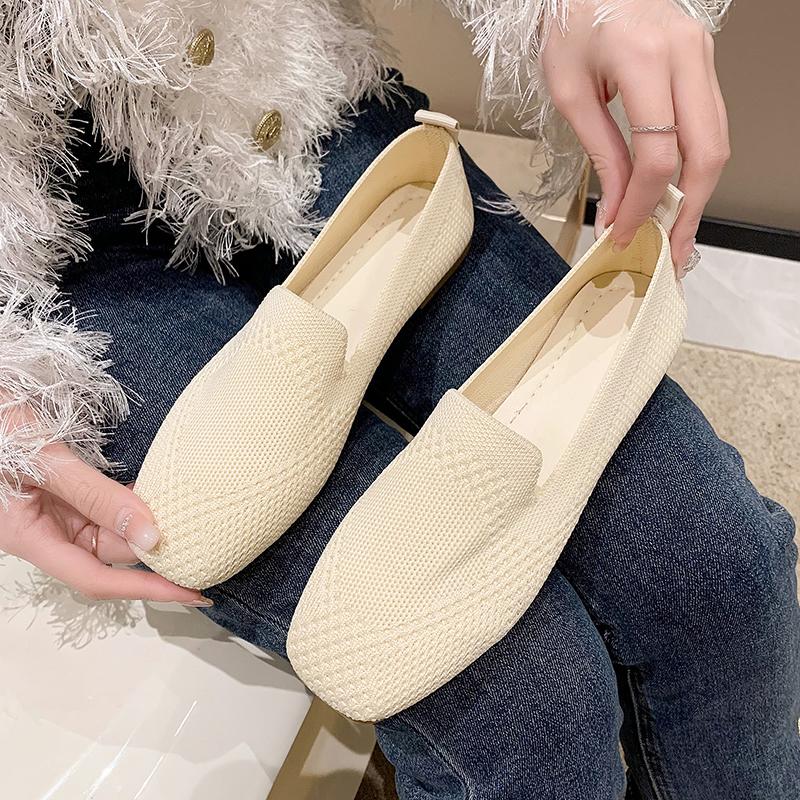 Women Ballet Flats Shoes Casual Ladies Square Toe Loafers Female Comfort Sole Soft Breathable Lazy Shoes Zapatillas ventilate 35 бежевый 2514₽