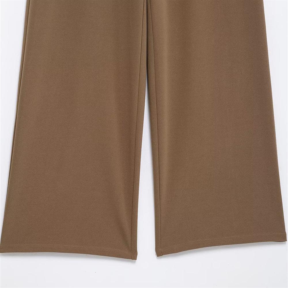 Spring 2025 Women's High-Waist Straight-Leg Casual Pants with Front Buttons