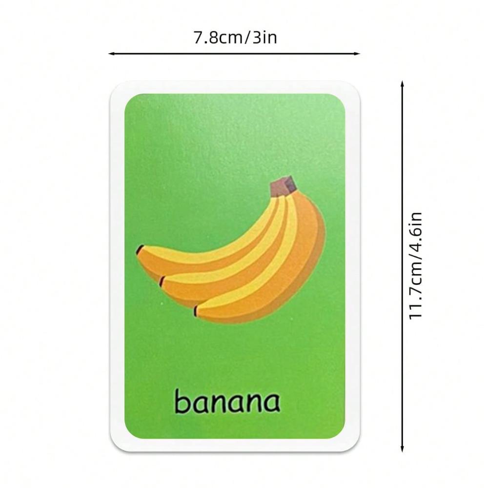 1set Children's Cognitive Cards, Body Parts,Animal,Fruits Double-Sided Flash Cards, Learning Toys Gifts