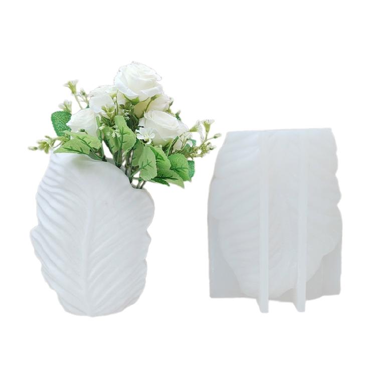 Realistic Leaf Pattern Flowerpot Molds Cements Mould Silicone Material for Vase