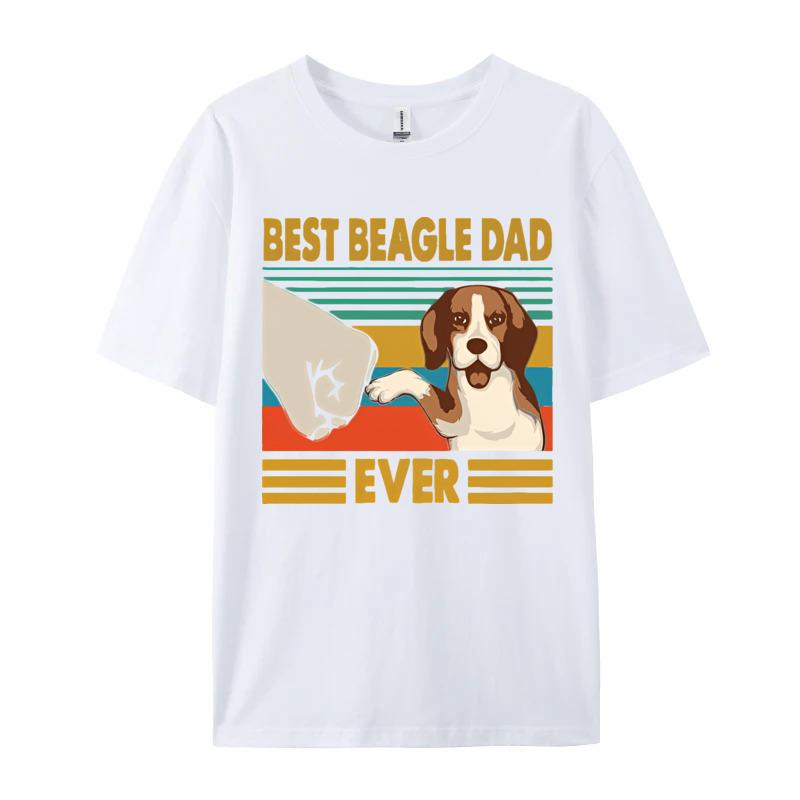Best Beagle Dad Ever Gift From Daughter And Son Funny Beagle Tshirt Unisexs Top Tshirts Custom Tops Shirts Cotton Fashionable