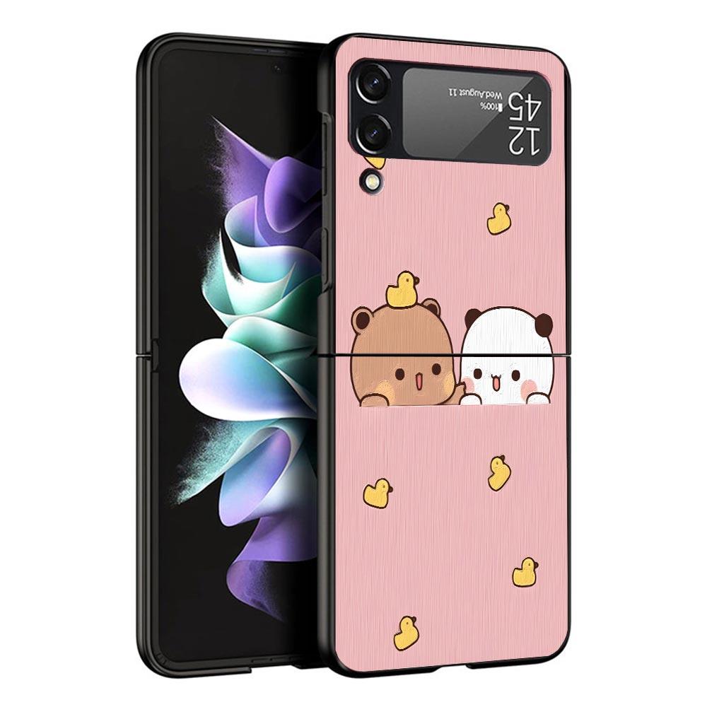 Süße Pfirsich Goma Katze Schwarze Handyhülle Für Samsung ZFlip7 ZFlip6 ZFlip5 ZFlip4 ZFlip3 5G Harte Schutzhülle Galaxy Z Flip 3 4 5 6 7