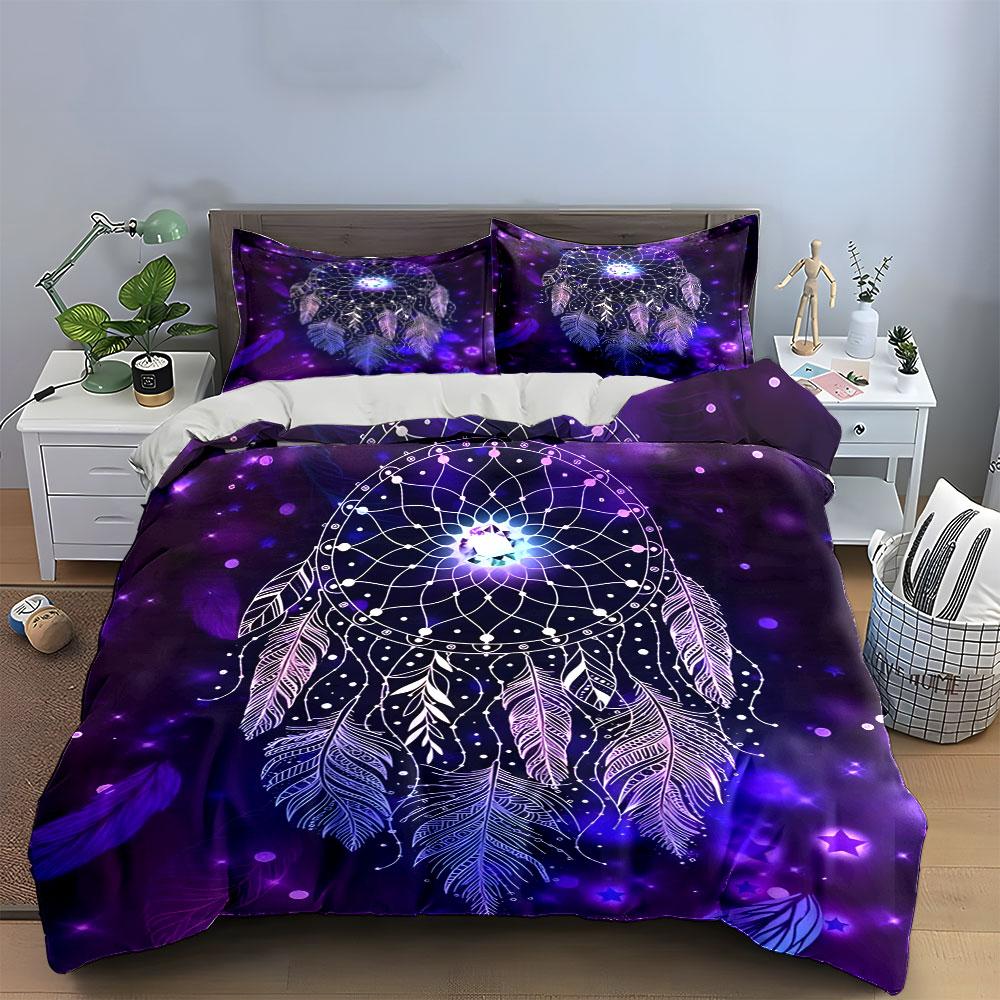 Dreamcatcher Purple Bedding Set Bedding Duvet Cover Set Duvet Cover Pillowcases (1 * Duvet Cover 2 * Pillowcases, without duvet insert)