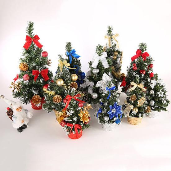 Mini Artificial Christmas Tree Pot Glittery Ball Hotel Cafe Table Festival Decor