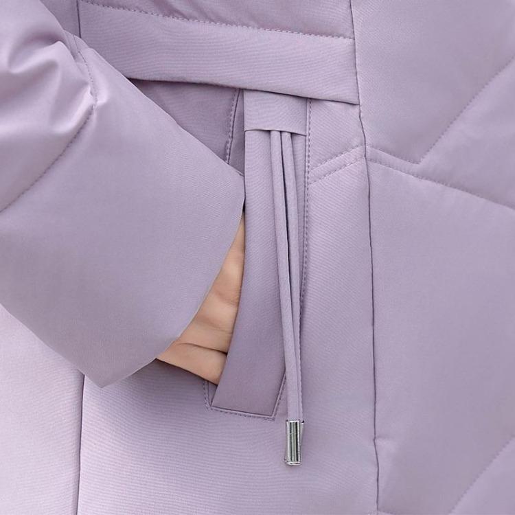 Elegant Vintage Women Down Coat Puffer Jacket Real Fur Collar Thick Warm Winter Plus Size Outerwear Middle Age Long Prakas