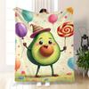 Avocado- und Ballonmuster Flanell-Druckdecke geeignet für alle Jahreszeiten geeignet für Wohnzimmer Büro Sofa und Reisen