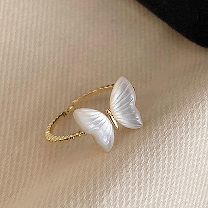 PANJBJ 925 Sterling Silver Golden Flower Rings For Women Drip Glaze Plant Irregular Adjustable Sweet Jewelry Gift Dropshipping