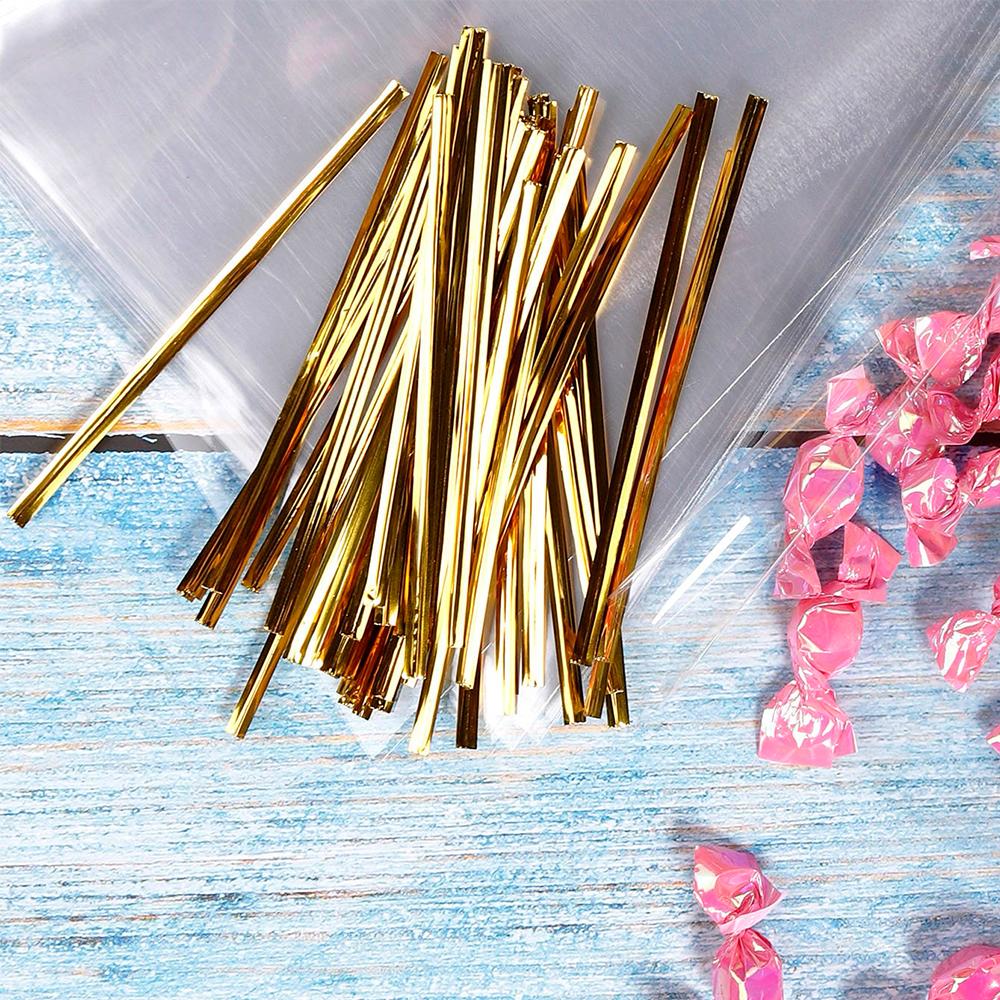 100 Bonbontüten Popcorntüten kegelförmige Keksaufbewahrungsbeutel goldene gedrehte Krawatten Hochzeits-Geburtstags-Party-Geschenke