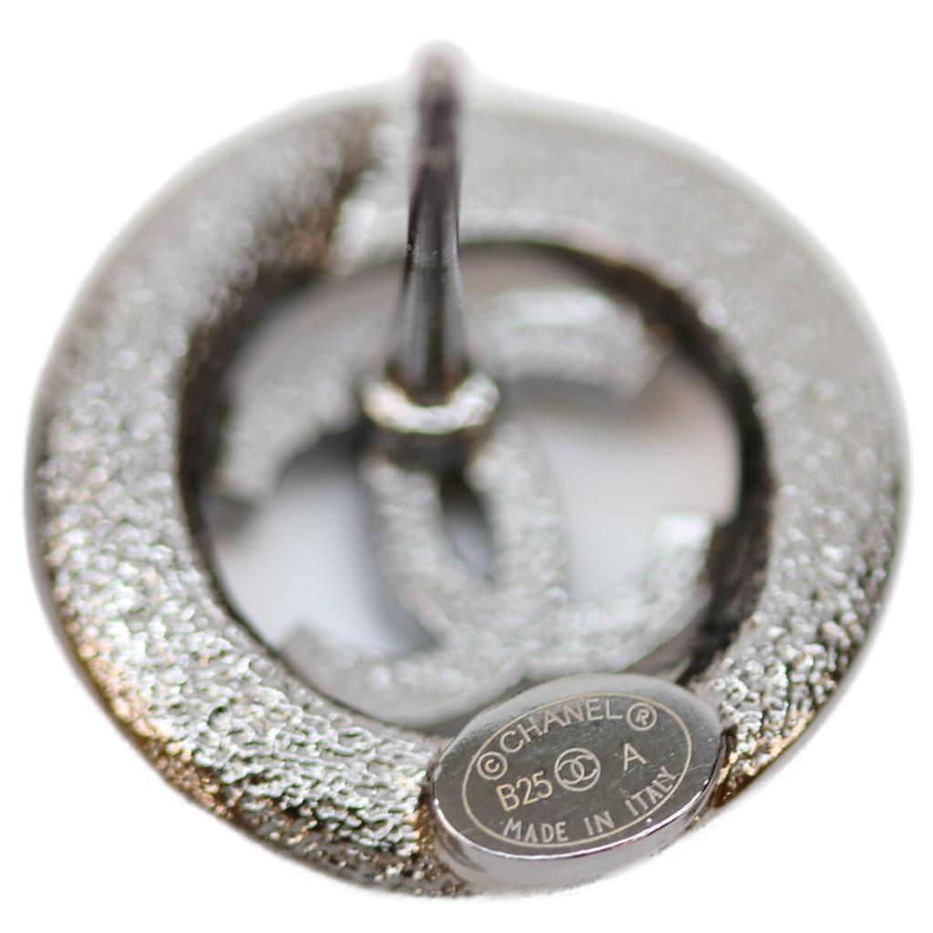 Chanel B25A CC Logos Rhinestone Round Earrings Earring SilverUsed