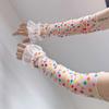 Breathable Lolita Arm Sleeves Bow Bridal Gloves Lace Mesh Sunscreen Sleeves  Summer