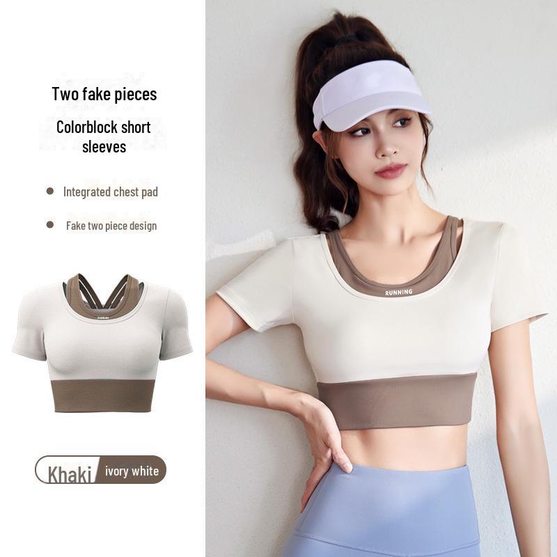 Juyitang Two-in-One Colorblock Yoga Suit - Bra-Free Fitness Apparel