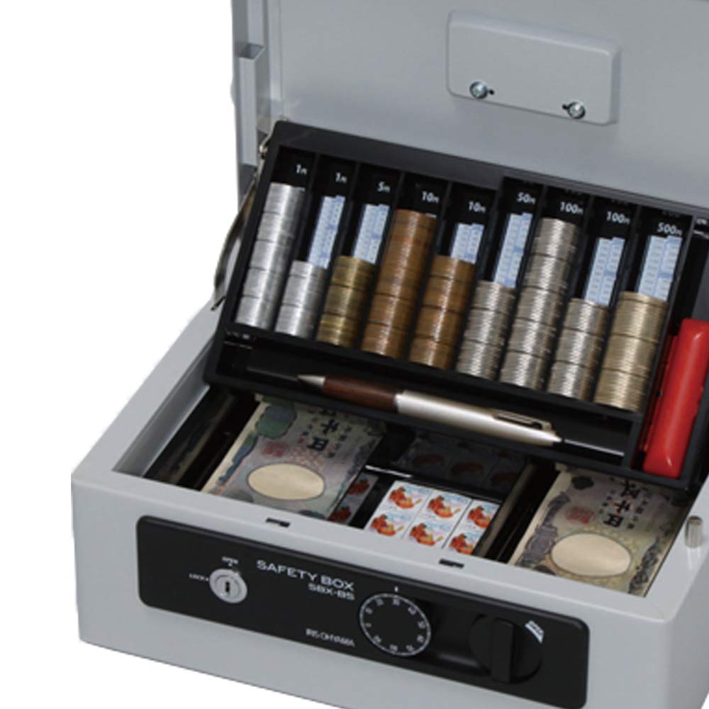 Iris Ohyama SBX-B5 Portable Safe, Dial Type, Double Lock, B5 Size, Double Tray, Gray