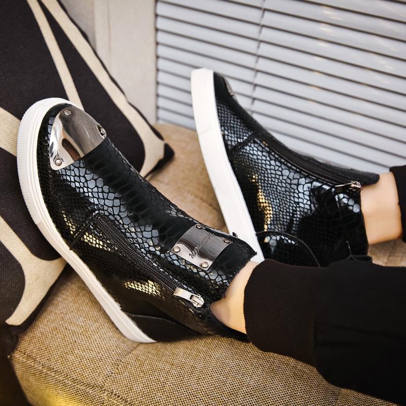 Black Leather Designer Sneakers Men Superstar Shoes Casual High Top Trainer Mens Vulcanized Sneakers Zip Street Hip Hop Shoes
