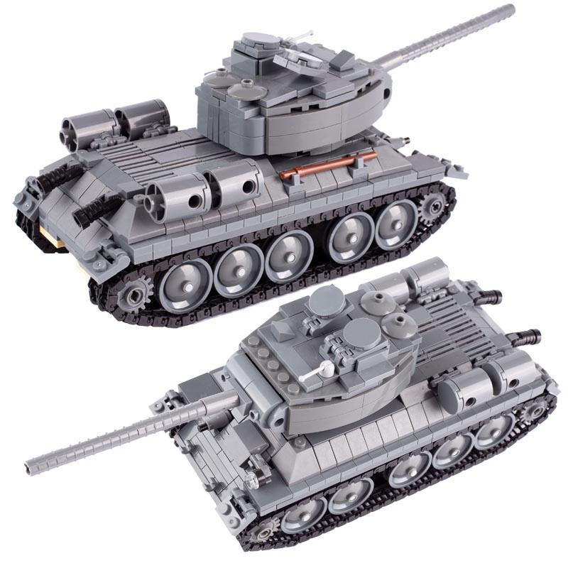 WW2 Military Soviet T34 Battle Tank Building Blocks Soldier Figures Army Weapons Guns PPSH Rifle Parts Mini Bricks DIY Kids Toys