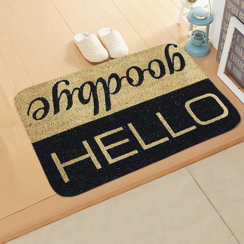 Fleece Door Mat Letter Printed Doormat Anti-slip Entrance Floor Mats for Bedroom Bathroom Carpet Rug