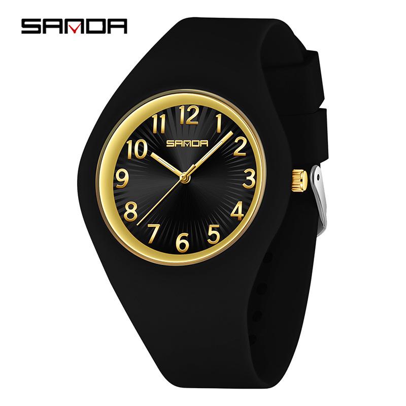 SANDA Student Waterproof Glow-in-the-Dark Silicone Quartz Exam Watch