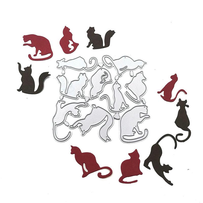 Katze Kätzchen Stanzformen Metall Schablone DIY Scrapbooking Album Papier Karte Prägung Handwerk Dekor Kunst Gestanztes Tier