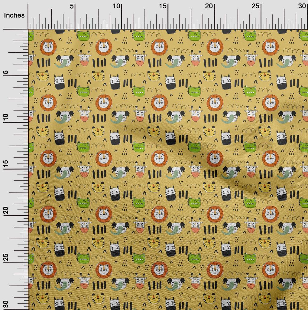 oneOone Cotton Flex Brown Fabric Kids Animal Quilting Supplies Print Sewing Fabric by The Yard 40 Inch