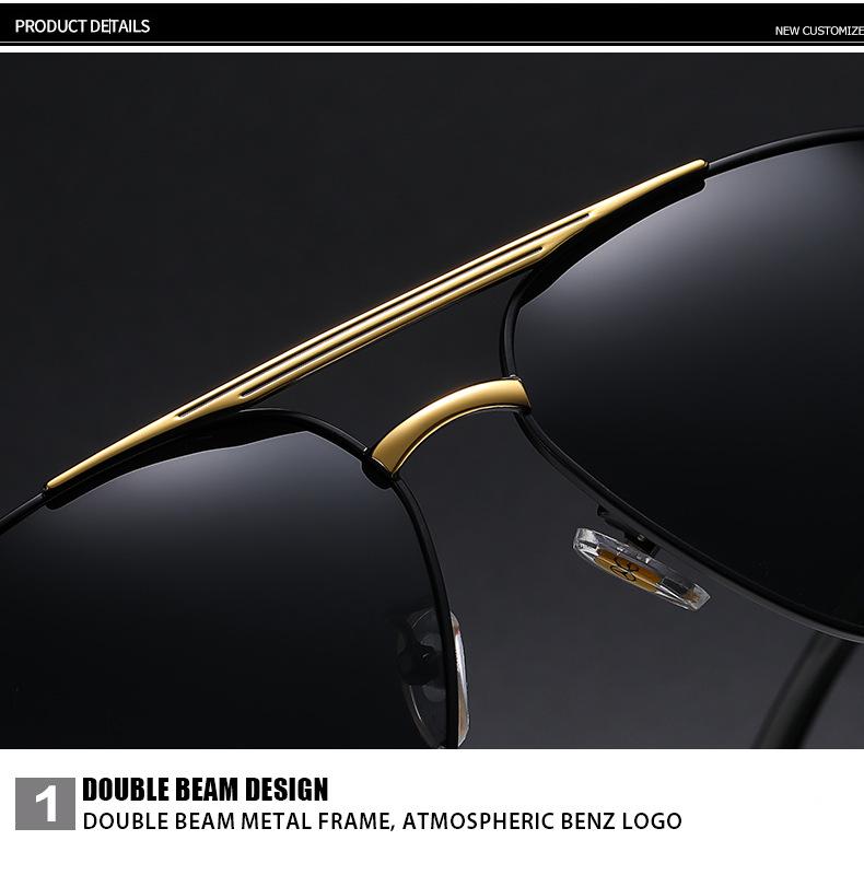 Men's Fashionable Square Polarized Sunglasses - Aluminum Magnesium, Spring Leg Metal, Perfect for Driving (Model 9821)