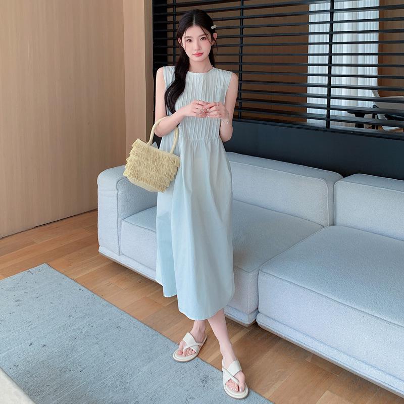 2026 Summer Korean Style Loose Fit Sleeveless Maternity Dress