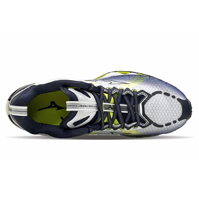 Mizuno Wave X 10 Shock Absorption Non Slip Wear Resistant Low Tops White Green 'Black Yellow Blue' Sneakers J1GC210029
