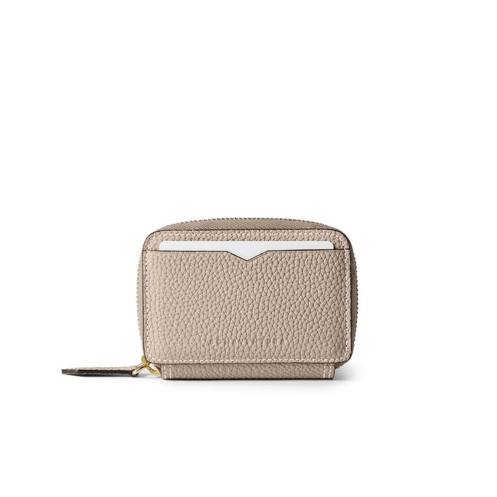 BONAVENTURA Round Zip Smart Key Case [Greige x Yellow] Key Wallet, Made of Genuine European Leather, Perfect Gift, BKCT3W-GGYE