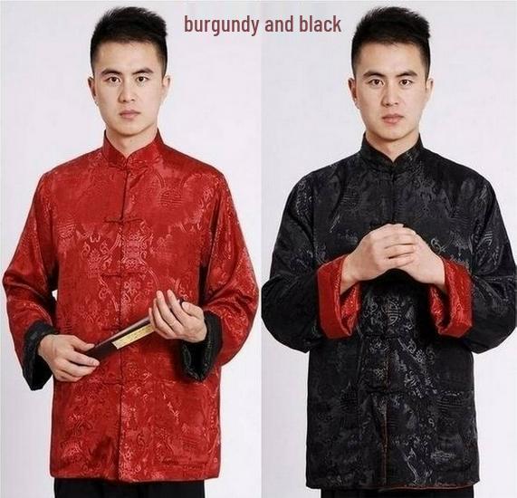 Men's Double-Sided Golden Tang Suit: Long-Sleeved Top for Spring/Autumn Photography