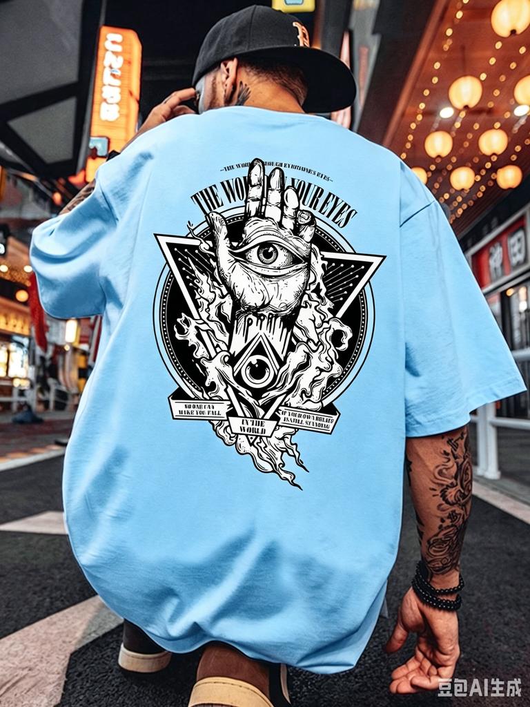 Unisexs Tshirt with Mysterious Allround View Print 100 Cotton Casual Summer Shortsleeved Top Outdoor Street Fashion Style