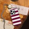 Burgundy White Stripe Phone Case for IPhone 16 15 14 13 12 11 X XS XR XSMAX 7 8 Pro Max Plus Double-layer Back Cover
