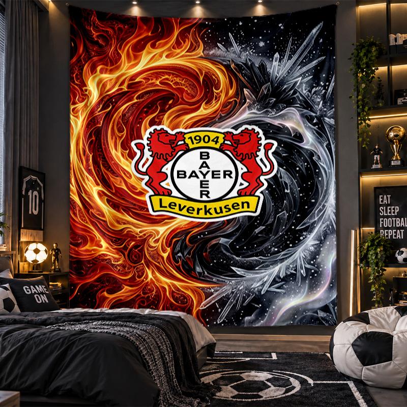 Wall Hanging Tapestry Bayer Leverkusen Football Print Cloth for Living Room Bedroom Home Decor