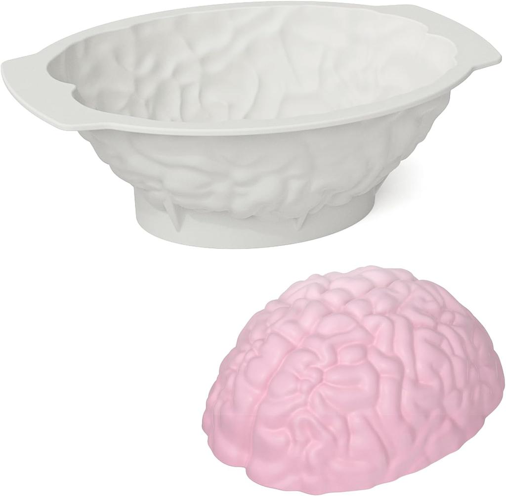 Silicone Heart Mold Human Brain Cake Mold Large Volume with Support Base Thicken Organs Mould Halloween Candy Chocolate Pudding