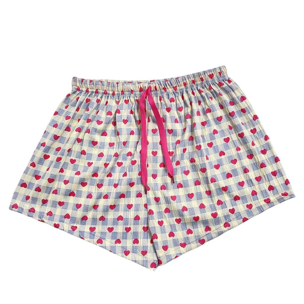 

Sweet Love Heart Printed Shorts Pants Stripe Sleepwear Pants Short Pajama Pants Indoor Outdoor синій