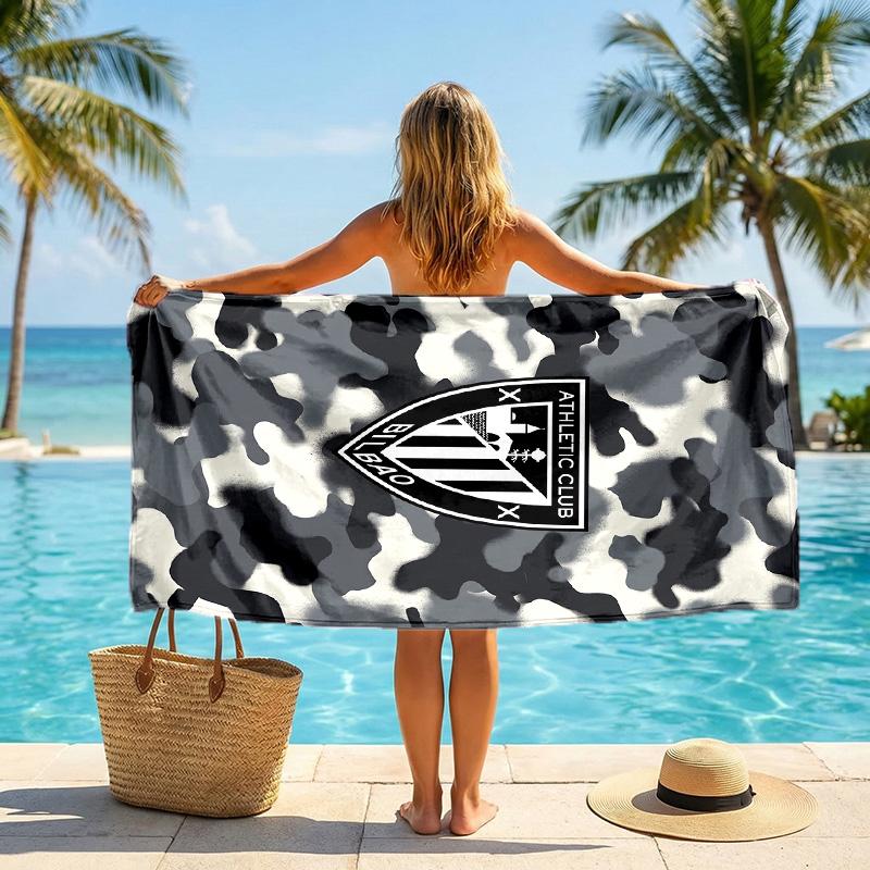 Athletic Bilbao Football Beach Towel Soft Microfiber Summer Towel Quick Dry Absorbent Towel for Beach Swimming Pool Travel